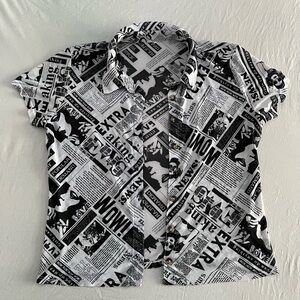 Black and White Graphic Print Men's Shirt